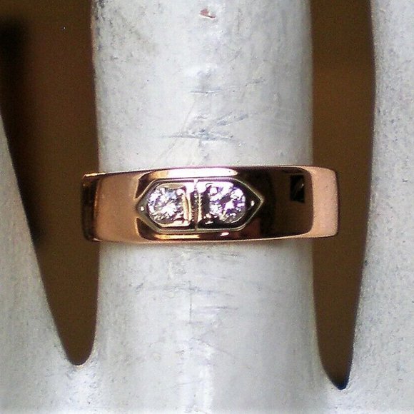 Vintage Russian USSR Solid 14K Rose Pink White Gold Diamond Wedding Band Ring - Picture 4 of 7